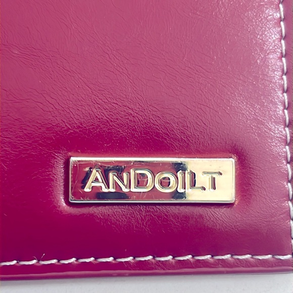 Andoilt Genuine  Red Leather Wallet RFID Blocking Credit Card Holder Zipper - Picture 7 of 13